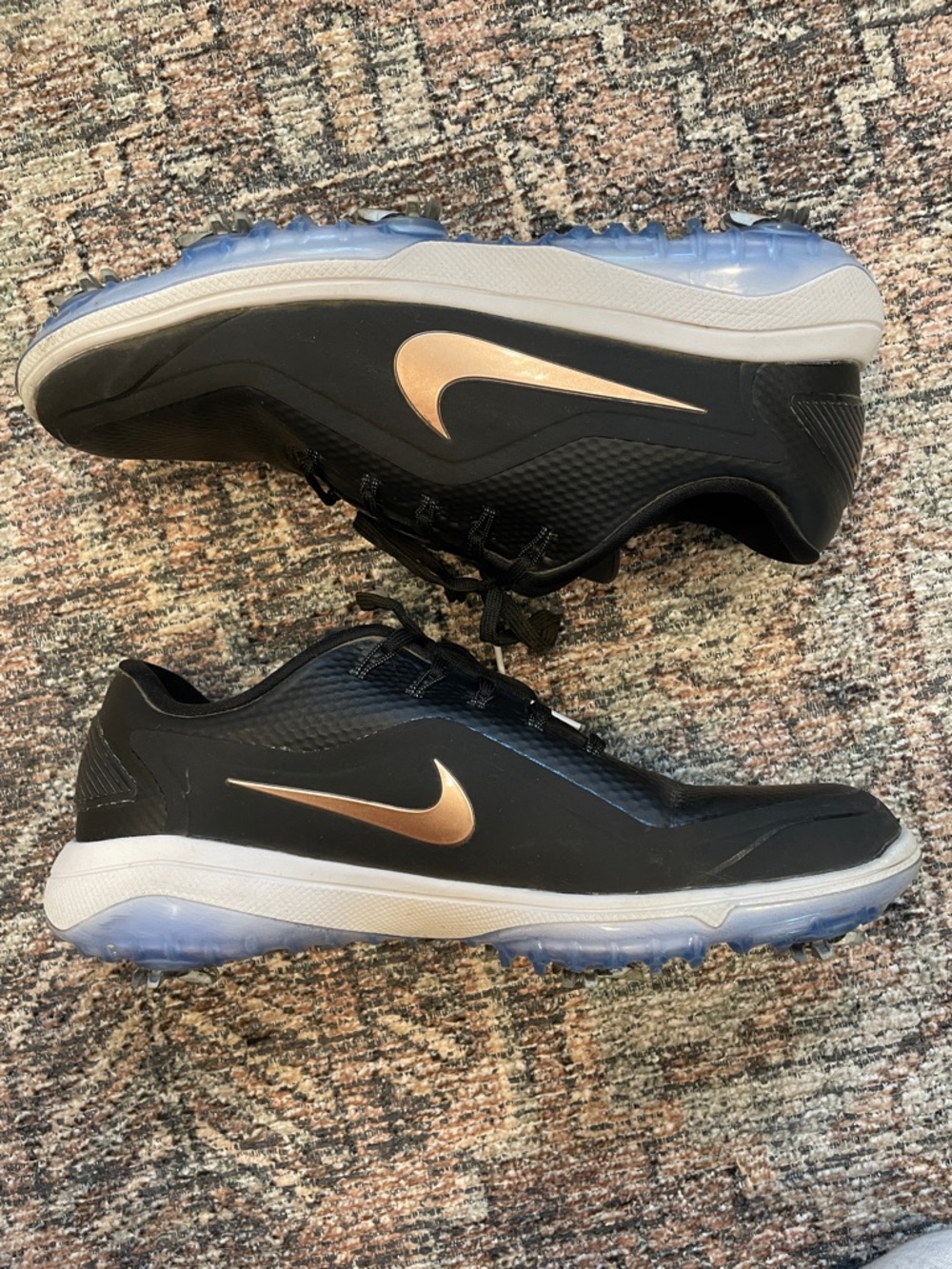 Nike Black Golf Cleats Rose Gold Swoosh Women’s Size 9
